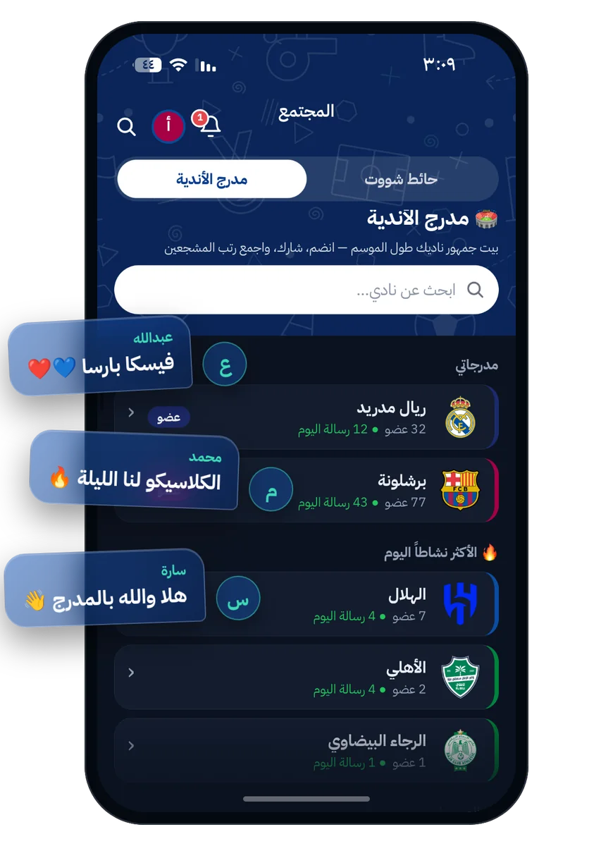مدرج الأندية في شووت